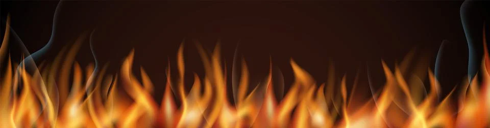 Fire border. Horizontal realistic flame seamless pattern Stock Illustration