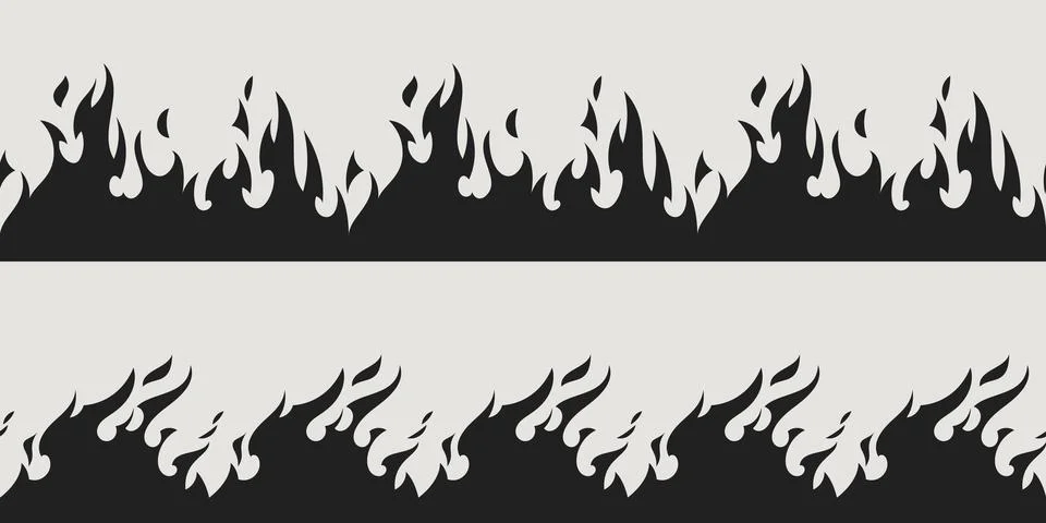 Fire border silhouette patterns Stock Illustration