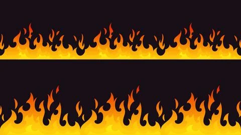 Fire border silhouette seamless pattern Stock Illustration