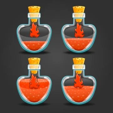 Fire bottles with different liquid level Stock Illustration