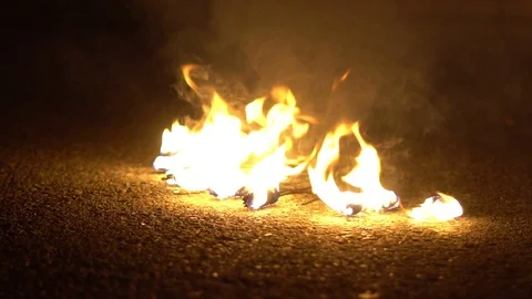 The fire in the bowl Stock Footage 97157604