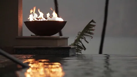 Fire Bowl Maui Infinity Pool Four Seasons Stock Footage 75394211
