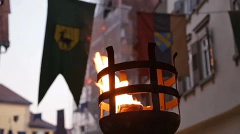 Fire bowl old town Stock Footage 33130907