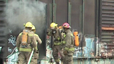 Fire in boxcar Stock Footage 116029