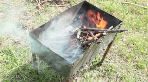 Fire in brazier Stock Footage 23299284