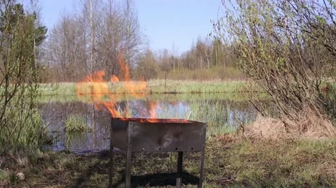 Fire In A Brazier Stock Footage 50553663