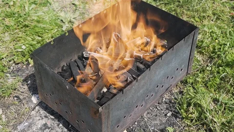 Fire in a brazier Stock Footage 93238754