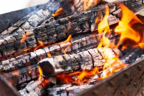 Fire in brazier Stock Photos