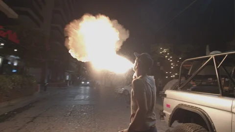 Fire Breather 2 Stock Footage 128711455