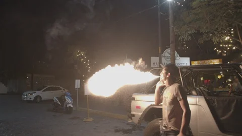 Fire Breather Stock Footage 128711295