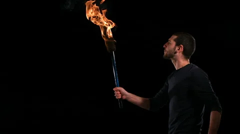Fire breather, slow motion 스톡 동영상 61673452
