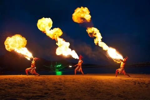 FIRE BREATHERS ON SHOW Stock Photos