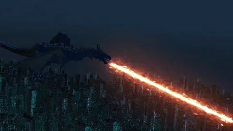 Fire-breathing dragon in flight 3D Stock Footage 256847870