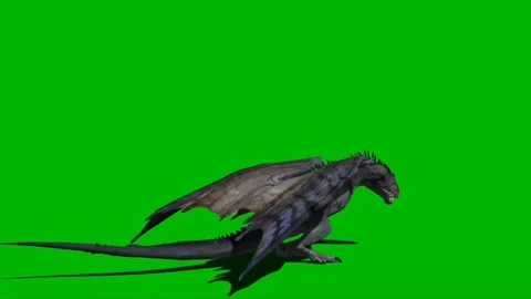 Fire Breathing Dragon Flying on Green Screen 07 Stock Footage 237155772