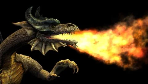 Fire Breathing Dragon Stock Illustration