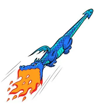 Fire-breathing dragon. Mythical creature monster Stock Illustration