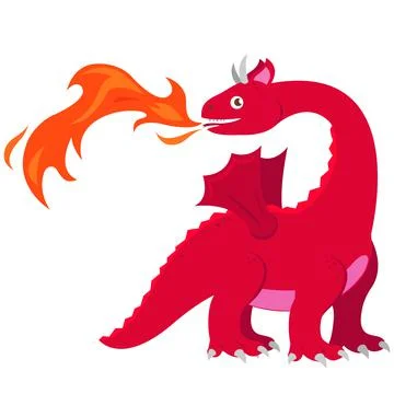 Fire breathing dragon. Vector illustration Stock Illustration