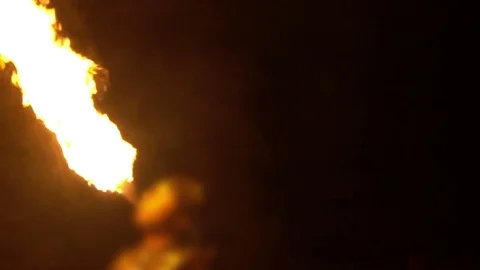 Fire Breathing, Slow Motion Stock Footage 72708269