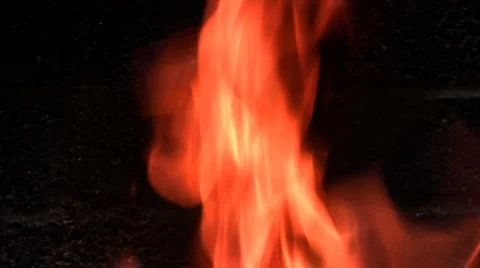 Fire in Brick Fireplace Stock Footage 1042249