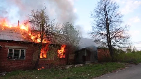 Fire in the brick house Stock Footage 75721870