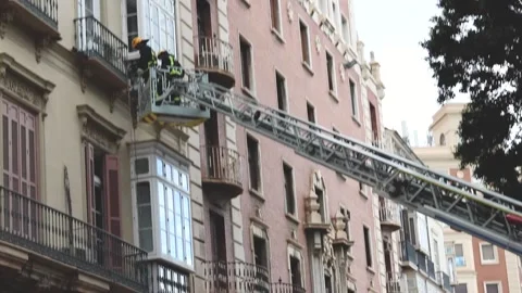 Fire brigade in action Malaga Stock Footage 231403158