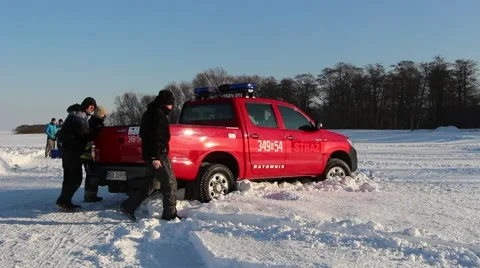 Fire brigade buried in the snow Stock Footage 59561481