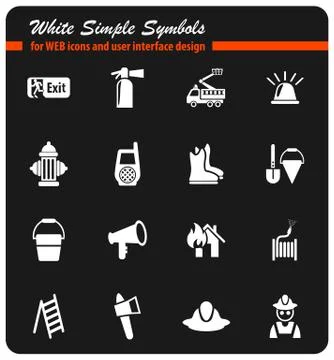 Fire brigade icon set Stock Illustration