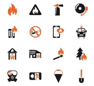Fire brigade icon set Stock Illustration