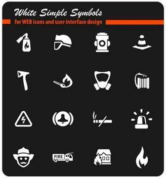 Fire brigade icon set Stock Illustration