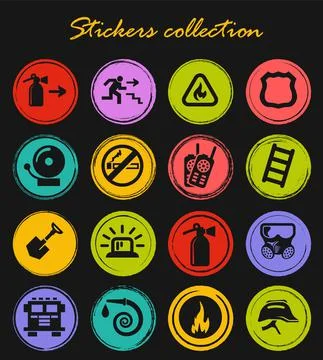 Fire-brigade icon set Stock Illustration