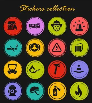 Fire brigade icons set Stock Illustration