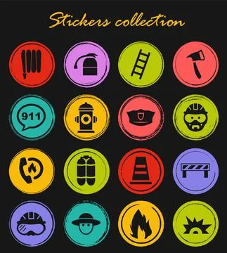 Fire brigade icons set Stock Illustration