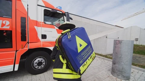 Fire Brigade Operation - Firefighters at work - Rescue Team Stock Footage 106566358