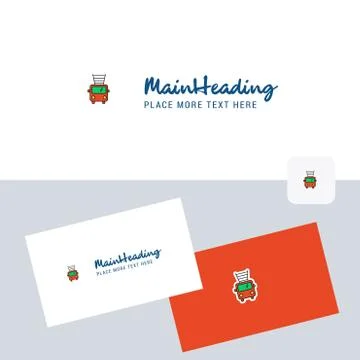 Fire brigade truck  vector logotype with business card template. Elegant corp 스톡 일러스트