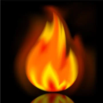 Fire, bright flame on black background Stock Illustration