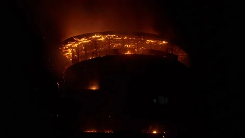 The fire broke out in the Vox complex in Batumi Stock Footage 226900255