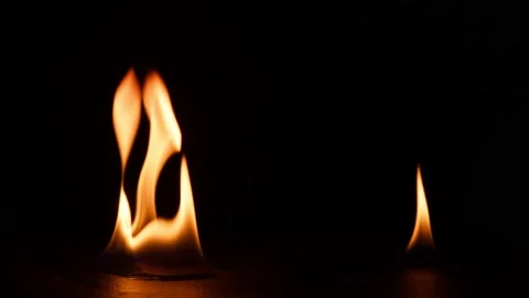 Fire bruning on black slate stone. Hot Elements for compositing horizontal Stock Footage 194156445