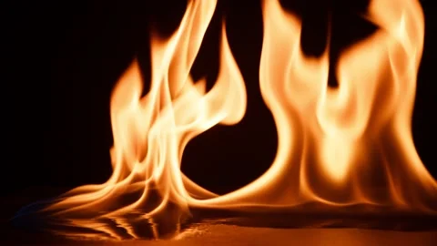 Fire bruning on black slate stone. Hot Elements for compositing horizontal Stock Footage 194156475