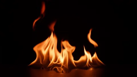 Fire bruning on black slate stone. Hot Elements for compositing horizontal Stock Footage 194156495