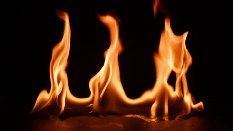 Fire bruning on black slate stone. Hot Elements for compositing horizontal Stock Footage 194156498