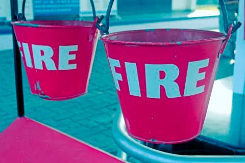 Fire buckets Stock Photos