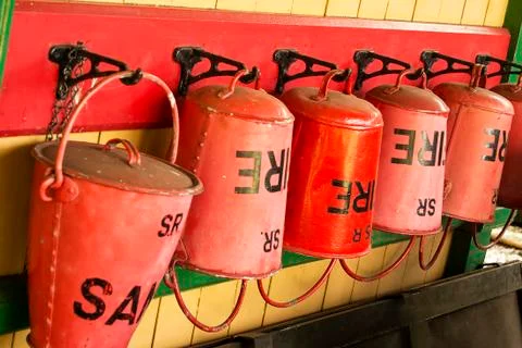 Fire buckets Stock Photos