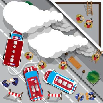 The fire in the building. Stock Illustration