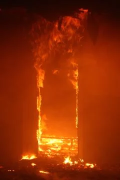 Fire in building Stock Photos