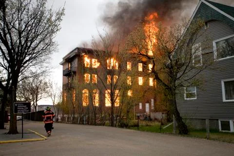 Fire in Building Saskatchewan Stock Photos
