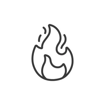 Fire burn, icon in line design. Fire, burn, flames, heat, combustion, danger Stock-Illustration