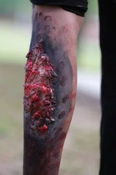 Fire burn makeup special effect Stock Photos