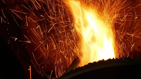Fire burn pellets with spruce sawdust into the delivery strew bio wooden pallets Stock Footage 99633745