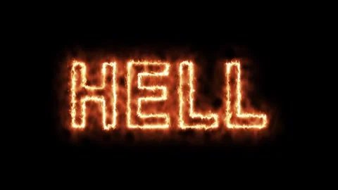 Fire burn text of Hell word. The golden red shine lighting of Hell. Stock Footage 251327720