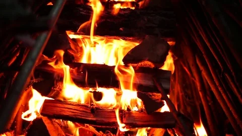 The fire burned brightly closeup Stock Footage 69904567